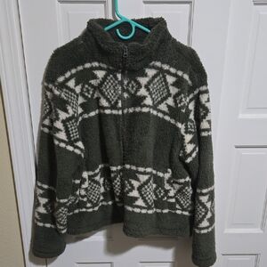 Lucky Brand Green and White Patterned Jacket